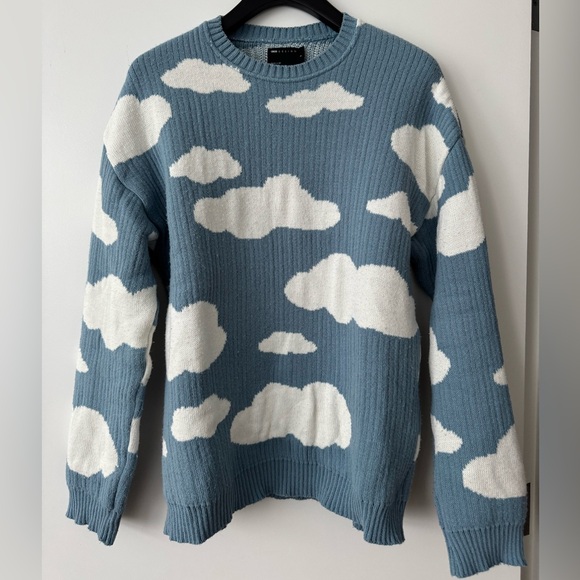 ASOS Blue Knit Sweater with Cloud Pattern Size S - Picture 1 of 3